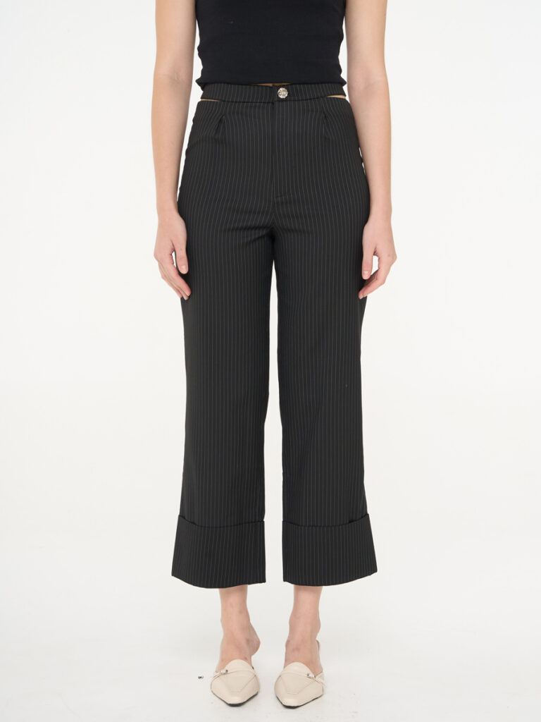 Striped Trousers with Cut-Out Waist Striped Trousers with Cut-Out Waist