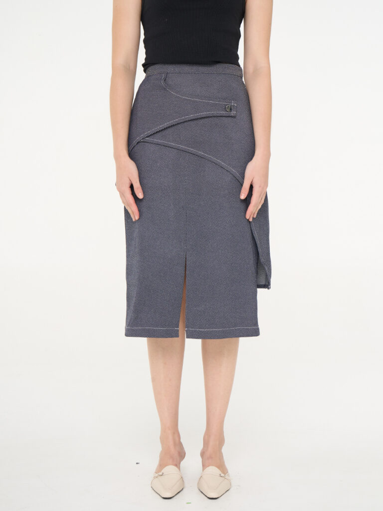 Striped Layered Denim Skirt Striped Layered Denim Skirt