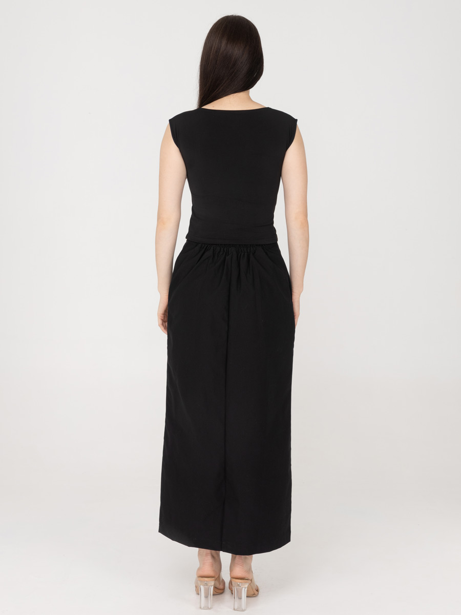 Shayla Eyelet Maxi Skirt Black - Image 3