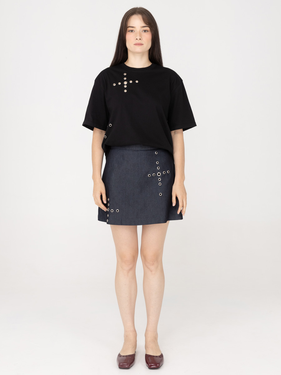 Geila Eyelet T-Shirt Black - Image 2