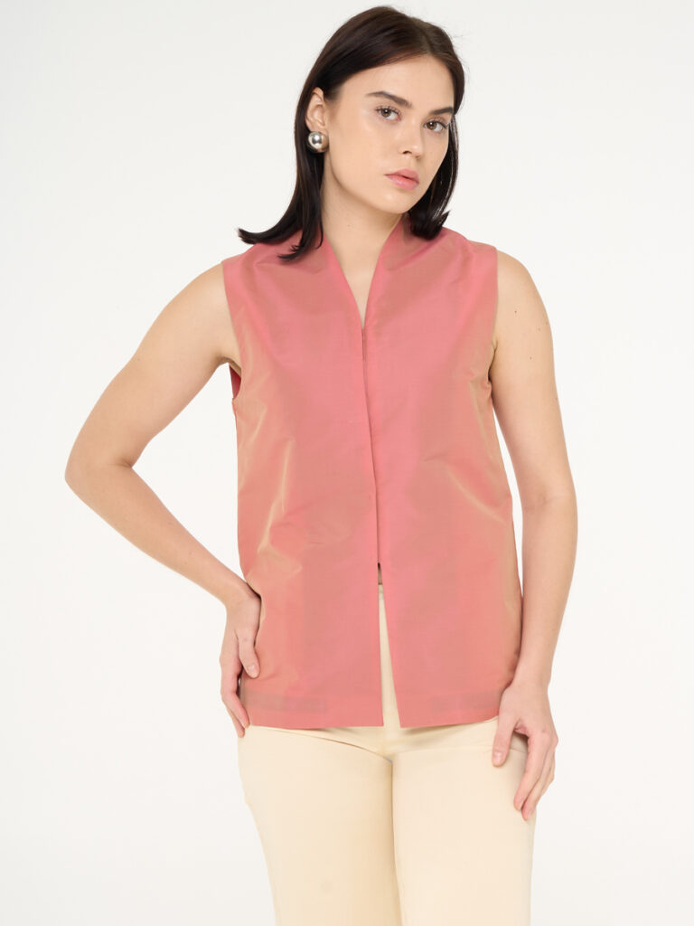 Sleeveless Collared Vest Flaminggo