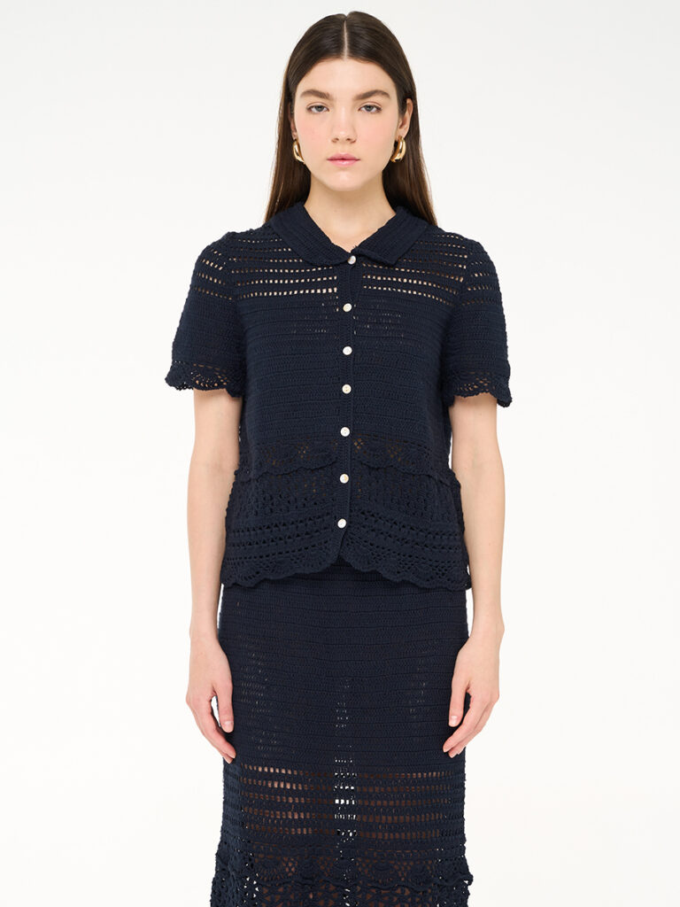 Nami Crochet Shirt Navy