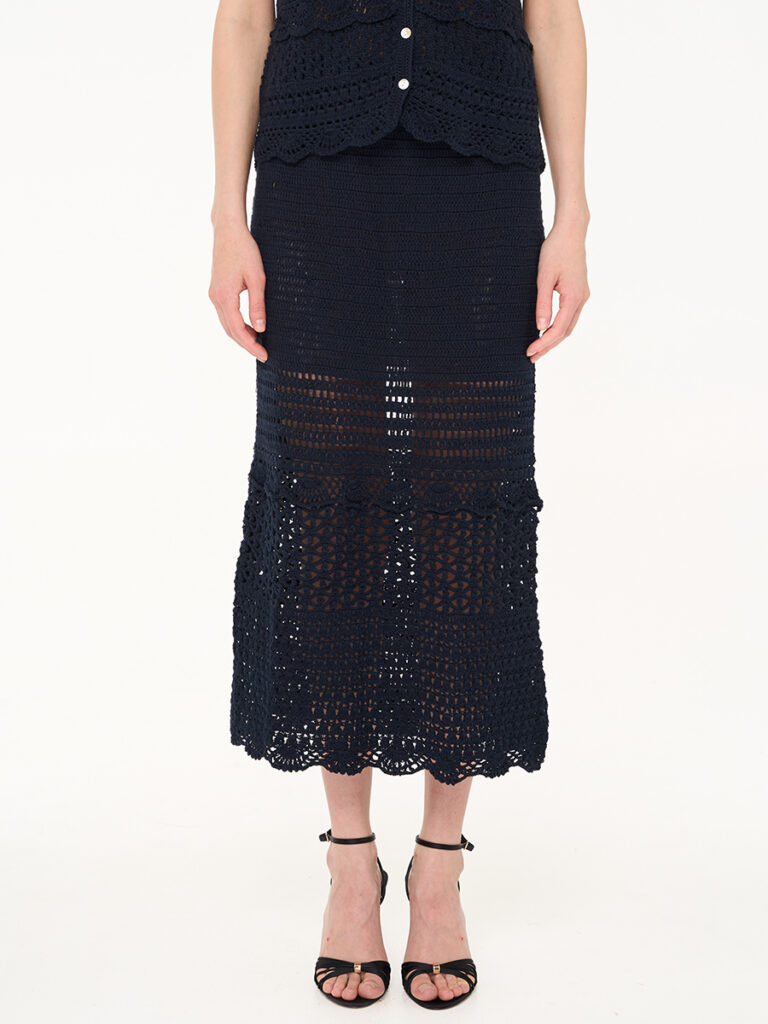 Nami Crochet Skirt Navy