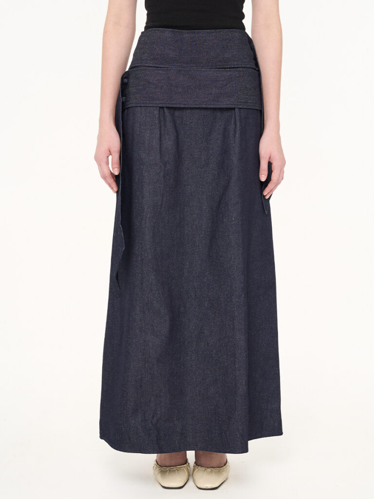 Renée Draped Wrap Skirt Denim