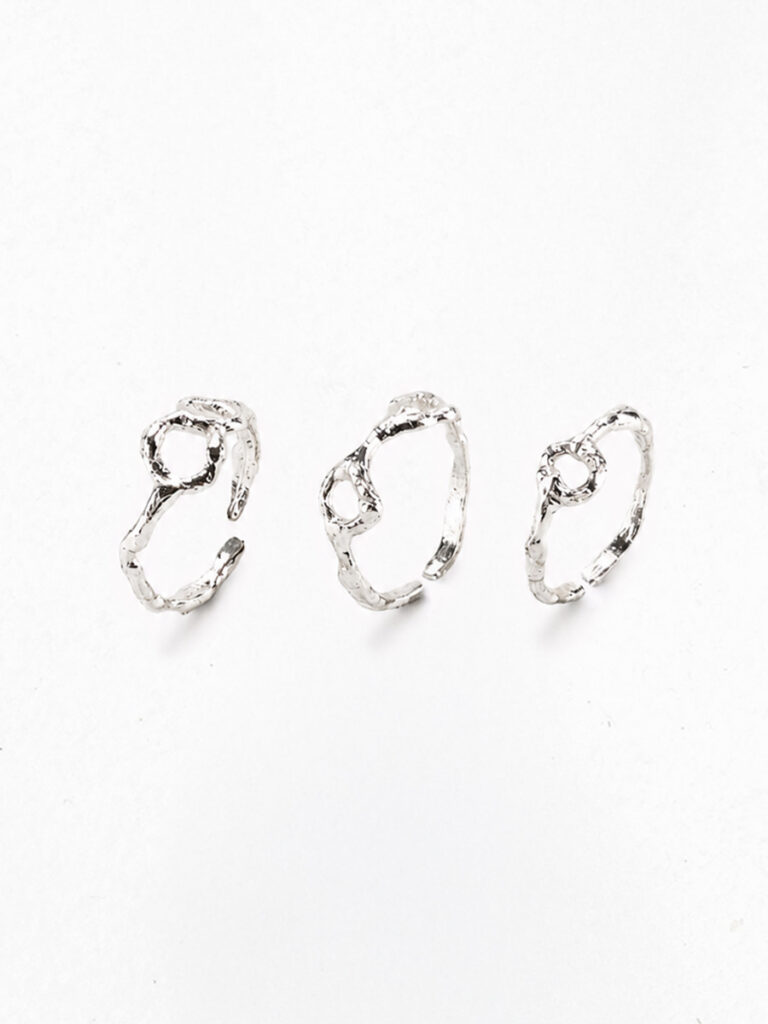 Ripple Rings Set Silver