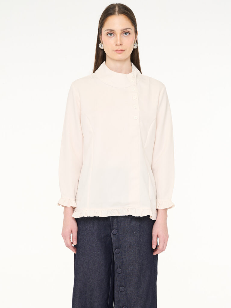 Solea Mandarin Longsleeve Top White