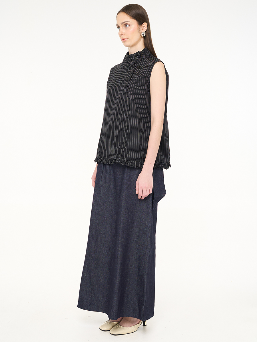 Solea Mandarin Longsleeve Top Black Stripes - Image 3