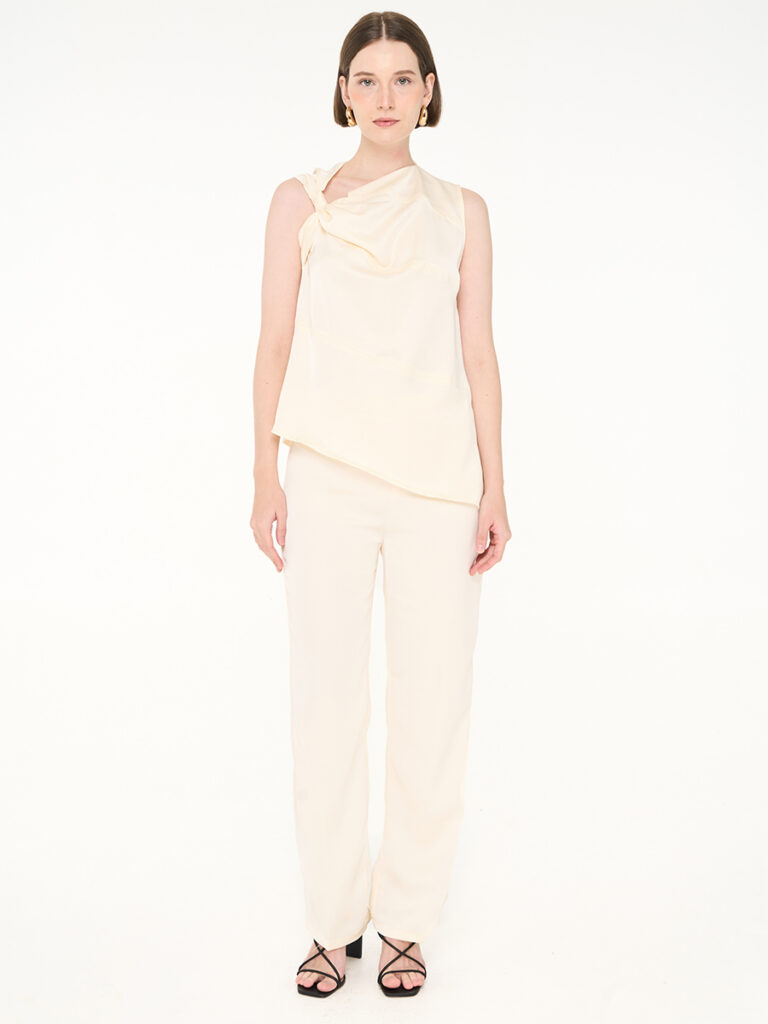 Lael Assymetrical Satin Set Butter Yellow