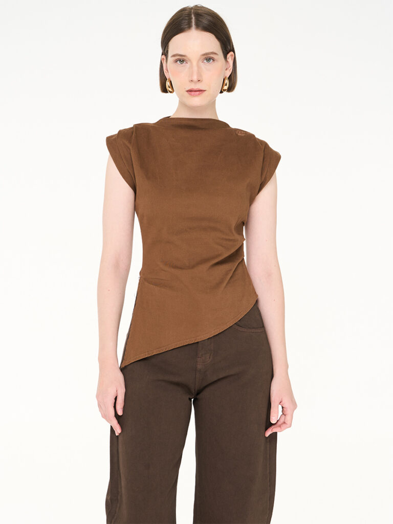 Simone Drape Top Dark Brown