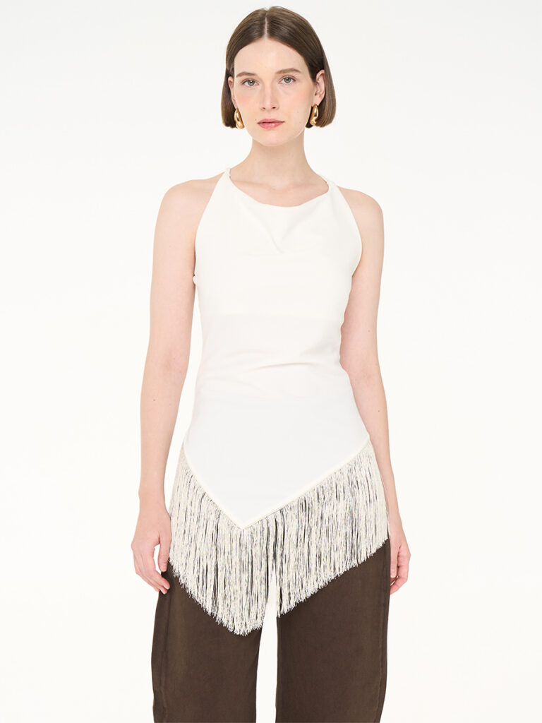 Maje Fringe Top Broken White