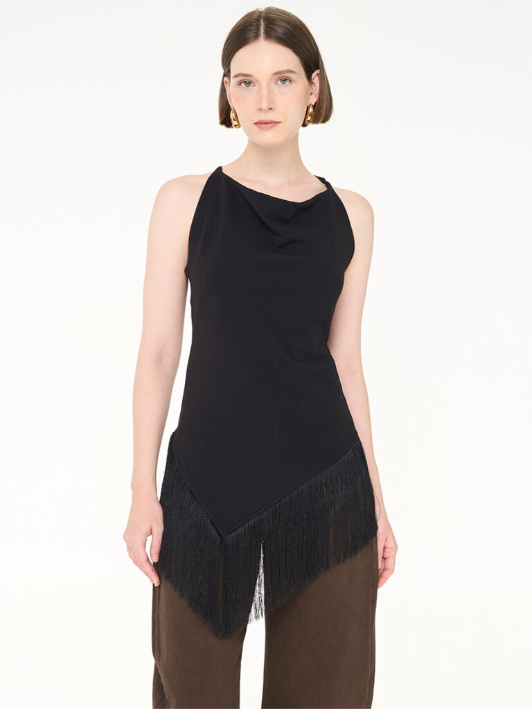 Maje Fringe Top Black