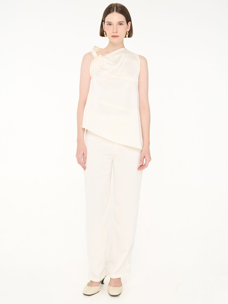 Lael Assymetrical Satin Set Ivory