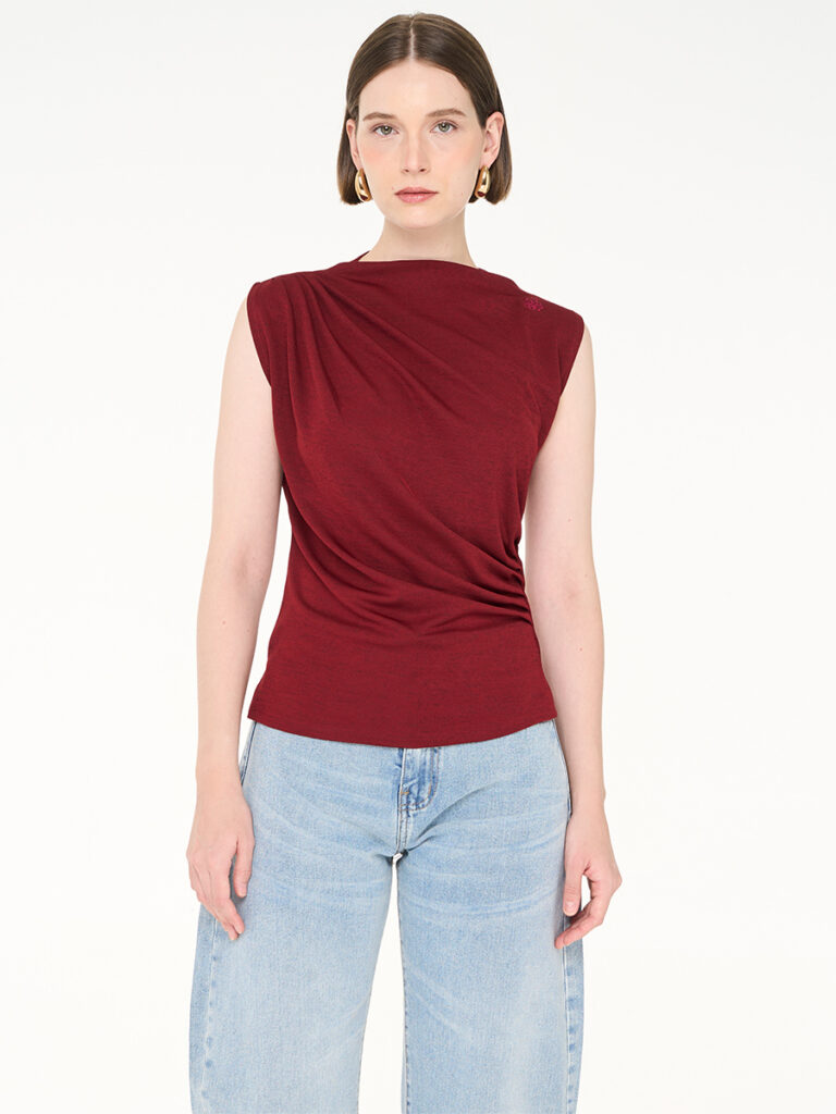 Mae Drapery Anagram Top Maroon